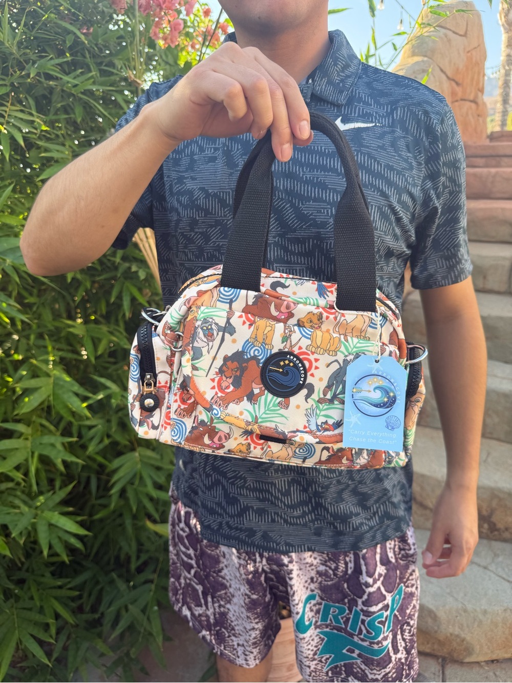 Disney Cream Lion King Patterned crossbody Bag with Black Handles